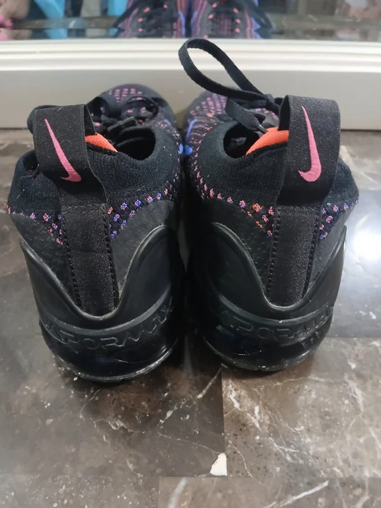 Nike VaporMax Black Knit Sneakers with Purple, Pink & Orange Accents - Picture 7 of 9